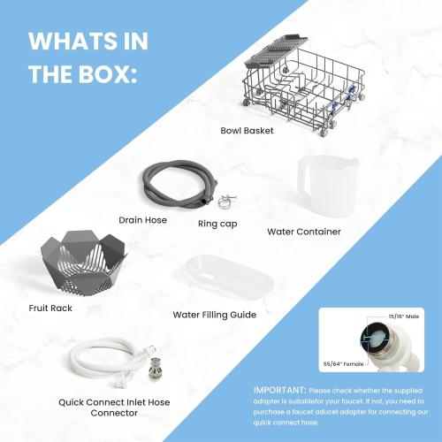 COMFEE' Countertop Dishwasher, Portable Dishwasher with 6L Built-in Water Tank, Mini Dishwasher with More Space Inside, 7 Programs, UV Hygiene& Auto Door Open, for Apartments, Dorms& RVs, White