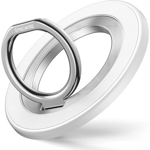 SYNCWIRE Magnetic Phone Ring Holder for MagSafe, 360° Rotation Cell Phone Grip Stand Finger Ring Kickstand Two-Sided Magnet Compatible with iPhone 17 Pro Max 16 15 14 13 12 MagSafe Accessories