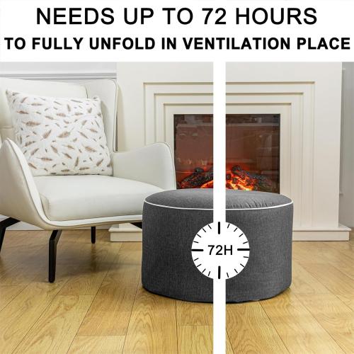 Outdoor Ottomans for Patio 20x12 Inches Modern Lightweight Foam Stuffed Pouf Outdoor Footstool Footrest Foot Stool Waterproof (Dark Gray)