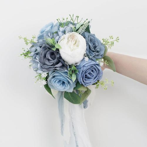 Wedding Bouquets for Bride - Artificial Bridal Bouquets Pre-Made Roses Flower Bouquets for Vintage Wedding or Centerpieces Decoration