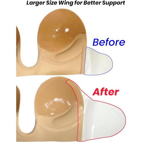 SIZE D COLOR BEIGE TITU Plunge Strapless Bra Push Up - Sticky Bra Invisible Adhesive for Backless Dress