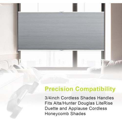 Cordless Honeycomb Shade Lift Handles, Lite Rise Handles Blind Pulls Replacement Parts for Hunter Douglas Duette and Applause, Window Blind Handles, Cellular Shades Clips (3 PCS, Clear)