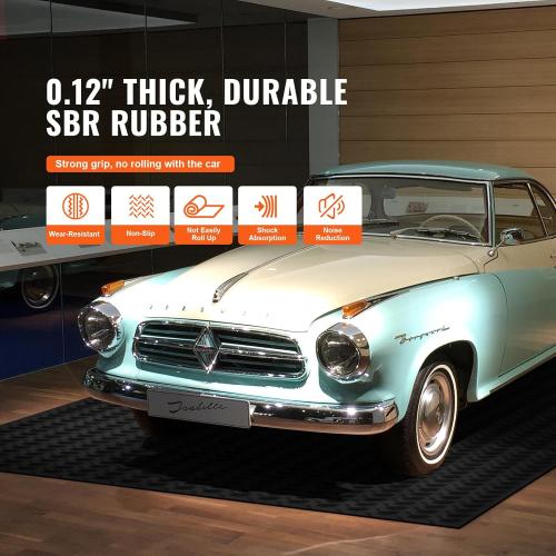 VEVOR Diamond-Plate Rubber Flooring Roll, 3 mm x 4 ft x 10 ft Garage Floor Mat, SBR, Easy to Clean, Diamond Plate Rubber Mat for Under Cars, Garage Industry Gym, Black