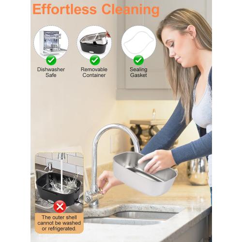 Electric-Lunch-Box-Heated-Food Warmer, 80W Heating Lunchbox for Adults, 2 Pack 1.5L Stainless Steel Containers, 12/24/110V Lonchera Eléctrica Portátil for Work/Car