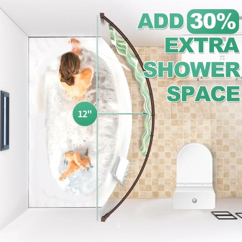 Curved Shower Curtain Rod For Bathroom 38-72 Inches, Adjustable Length, Curved Shower Rod, Metal Rods&Brackets, Round Shower Curtain Rods, Rotate Bracket For Large Shower Space, Need Drilling, Bronze