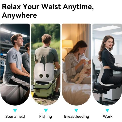 BKT Seat Cushion Chair Ergonomic Office Chair Cushions Lumbar Support for Seat Pillow Ideal for Students Office Workers Nursing Mothers Long Sitting Outdoor Fishing Floor (Grey)