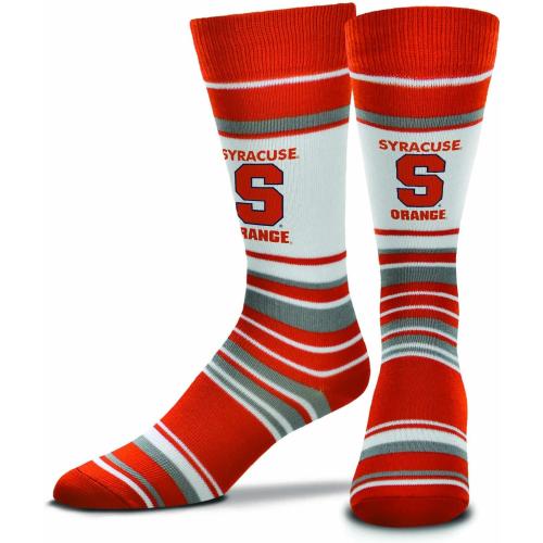 Product new, box inspected For Bare Feet Collegiate University Striped Dress Socks, One Size Fits Most Footwear for Men Women Youth, Game Day Apparel