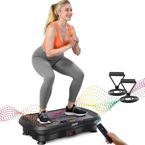 Vibration Plate Fitness Platform Exercise Machine Body Vibrating Board | Curved Design Powerful 200W Bluetooth Oscillating Shake Plate for Lymphatic Drainage Recovery Whole Body Toning With Handles