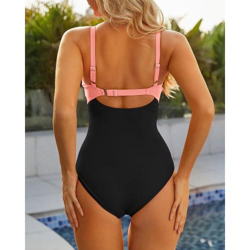 Size L Century Star Tummy Control One Piece Swimsuit for Women Vintage Bathing Suits Ruched Swimwear