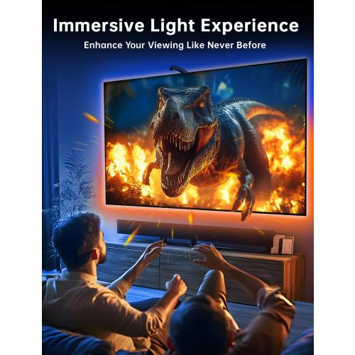 14.7Ft TV LED Backlight, 14.7ft Cuttable TV Lights That Change with TV for 55-65 Inch Screen and PC Monitor, TV Backlight with Sensor, Smart App Control, Game & Music Sync Color Changing Light