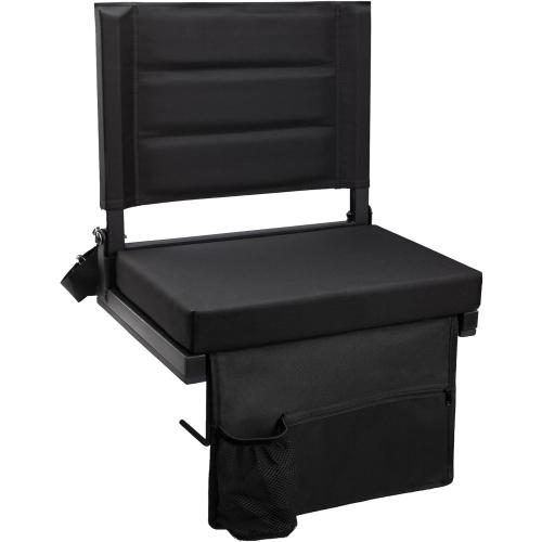 Stadium Seats for Bleachers with Back Support, Portable Bleacher Seats with Thick Padded Cushion and Shoulder Strap, Wide Stadium Seat Chair Includes Hooks, Cup Holder and Side Pocket