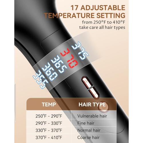 ANWA Double Barrel Hair Waver Crimper Tool, 1 Inch (25mm) Wavy Hair Crimper Iron for Women Beach Waves, Ceramic Deep Beach Wave Curling Iron Black***