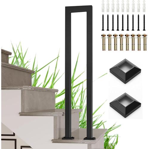 U-Shaped Stair Railing, Industrial Retro Staircase Handrail,Industrial Hand Rail Floor Mounted, Non-Slip Steps Stair Railing for Indoor/Outdoor, Villa Decorative Railing,for Indoor and Outdoor Steps