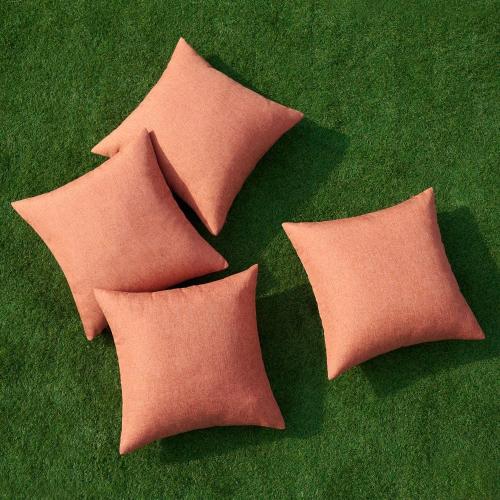 MIULEE Pack of 4 Decorative Outdoor Throw Pillow Covers Linen Waterproof Pillow Covers Farmhouse Cushion Cases for Patio Garden Tent Balcony Couch Sofa 18x18 inch Coral Red