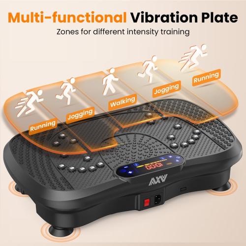 Vibration Plate Fitness Platform Exercise Machine Body Vibrating Board | Curved Design Powerful 200W Bluetooth Oscillating Shake Plate for Lymphatic Drainage Recovery Whole Body Toning With Handles