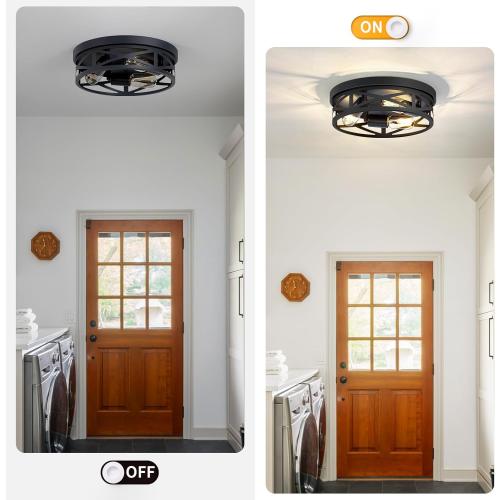 ZHU YAN 2 Pack Flush Mount Ceiling Light Fixture,3-Light Hallway Light Fixtures,13 inch Light Fixture Ceiling Mount for Kitchen Entryway Hall,E26 Base