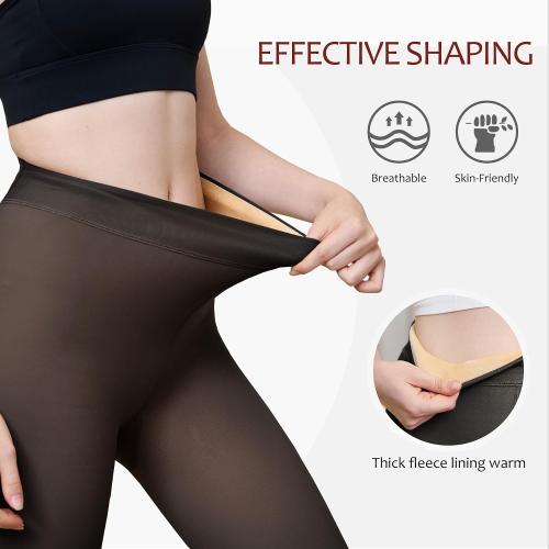 Size  M ...EXQUISLIFE Fleece Lined Tights Sheer Women - Fake Translucent Warm Pantyhose Leggings Sheer Thick Tights, for Winter