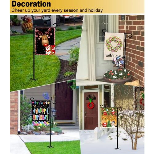 49 Inch Garden Yard Flag Stand Holder with 5 Forked Base for 12 X 18 Sign Decoration, 1 Pack