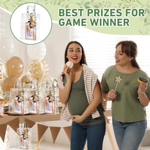 Baby Shower Prizes for Game Winners Bamboo Cheese Board Spoon Fork Butter Spreaders Plaid Towel Thank You Card and Gift Bags for Baby Shower Wedding Bridal Shower Favors (Bamboo, 1 Set)