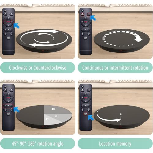JAYEGT Motorized Rotating Display Stand, 350Lbs Load，360 Degree Electric Rotating Potography Turntable for Products Display，Live Show， Remote Control  5 Colors Backgrounds (Black/23.6Inch/Wired)