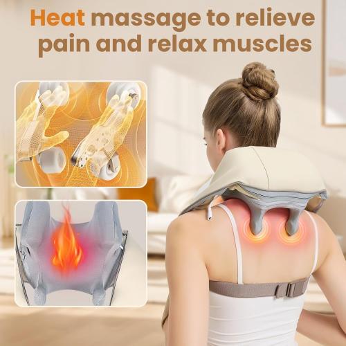 4D Wireless Deep Tissue Kneading Neck Massager with Heating Function, Shiatsu and Shoulder Massage Pillow,Back and Leg Pain Relief, Body Muscle Pain Relief, Perfect Gifts for Men Women.