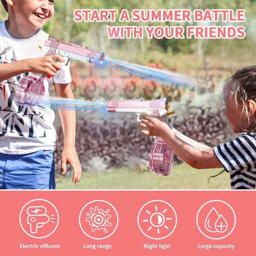 Pink Electric Water Gun with Long Range,Automatic Squirt Gun for Kids and Adults, Long Distance Water Pistol for Pool Beach Outdoor Play