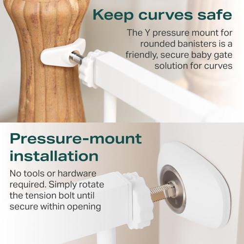 Cumbor 29.7-46 Baby Gate for Stairs, Toddler Safety Essentials for The House, Auto Close Dog Gate for Doorways, Mom's Choice Awards Winner-Easy Install Pressure Mounted Pet Gates for Dogs, White