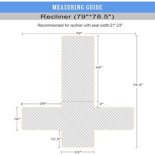 Ameritex Waterproof Nonslip Recliner Cover Stay in Place, Dog Chair Cover Furniture Protector, Ideal Recliner Slipcovers for Pets and Kids (Stoneblue, 23)