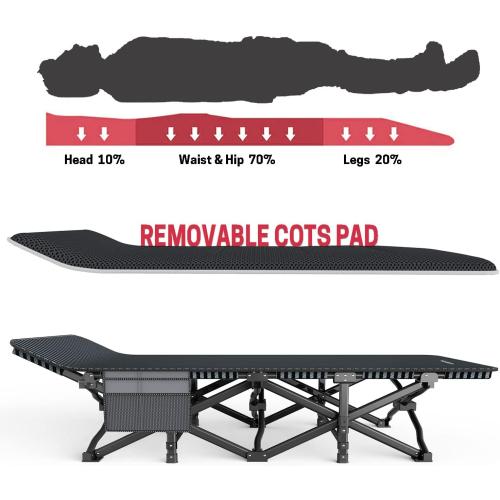 ATORPOK Camping Cot for Adults with Cushion Comfortable, Tent Folding Cot for Sleeping, Lightweight Folding Bed with Carry Bag Supports 450 lbs