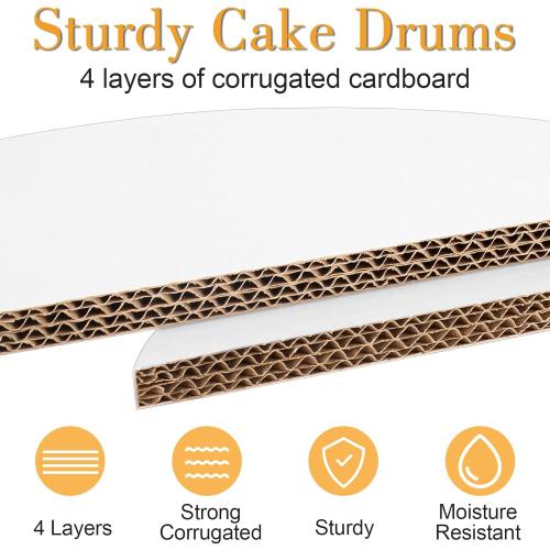 12 PCS Cake Drums 10 Inch, 10inch Drum, Cake Boards 10 Inch Round, 1/2 Thick Cardboard, Sturdy Circle, Base para Pastel Cardboard Base White Cake Boards for Wedding