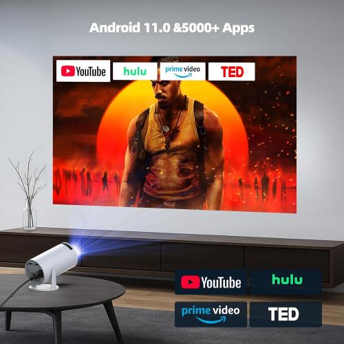 Projector with WiFi and Bluetooth, Mini Projector, 4K 1080P Support Portable Wireless Movie Projectors 220° Rotatable 130'' Screen Auto Keystone Compatible with HDMI/iPhone/TV Stick for Bedroom Indoor