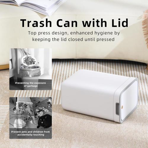 MOPALL 2 Pack Bathroom Trash Can with Lid, 3.6Gal   2.4Gal Garbage Can with Pop-Up Lid, Small Trash Can Dog Proof, Slim Trash Bin Waste Basket for Toilet, Office, Bedroom, Living Room, Kitchen (White)