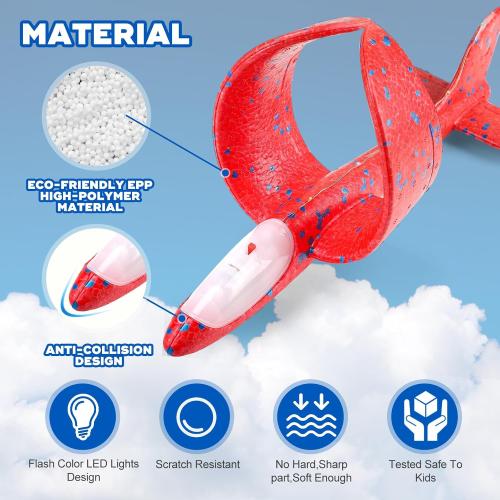 3 Pack Airplane Launcher Toy, 12.6 Foam Glider Led Plane, 2 Flight Mode Catapult Plane for Kids Outdoor Sport Flying Toys Gifts for 3 4 5 6 7 8 9 10 12 Year Old Boys Girls
