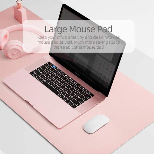 YSAGi Dual-Sided Desk Pad Protector, Desk Mat with Non-Slip - Waterproof PU Leather Office Desk Blotter for Mouse, Keyboard, Writing (23.6 x 13.7, Pink)