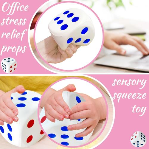 3.1 inch Foam Dice Stress Ball with Dots 6 Sided,Dices Squishies Toys to Get Your Lucky Numbers for Kids,Teenagers,Adults Board Games Relieve Anxiety