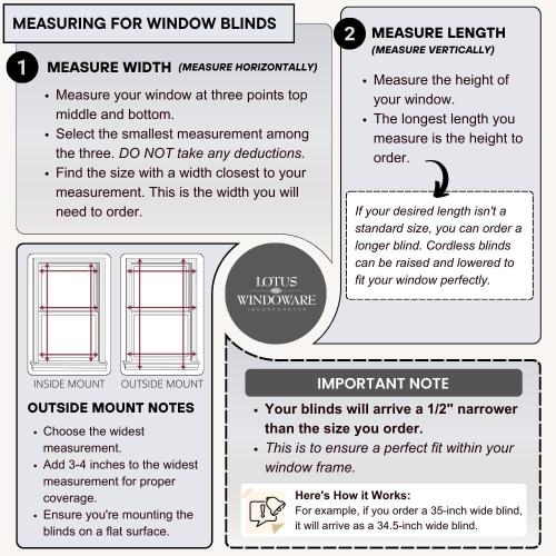 Lotus & Windoware Cordless, 2 Inch Faux Wood Blind, 34.5 Wide x 60 Long, Window Blinds, Blinds & Shades, Blinds for Indoor Windows, Embossed, Bright White
