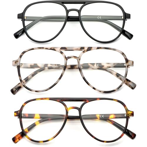 DXYXYO Retro Aviator Reading Glasses for Women, Mens Lightweight Blue Light Blocking Computer Readers