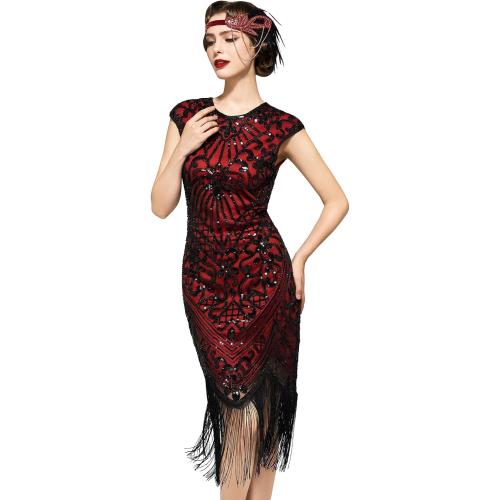 Size 18Whitewed Women's Flapper Dresses 1920s Great Gatsby Dresses Sequin Fringed Roaring 20s Cocktail Dress
