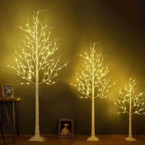 Lighted Birch Tree, 8ft 136LED Birch Tree Lights,Large Artificial Twig Tree Light 9Modes Timer for Indoor Outdoor Thanksgiving Tree Christmas Home Party Wedding Decor,Warm & Cool White