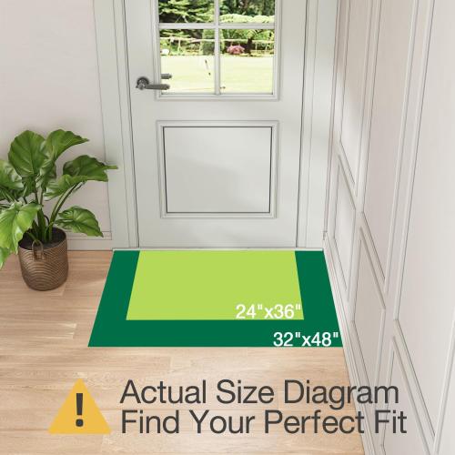 LUMI Indoor Door Mat 24x36, Washable Front Doormat with Welcome Leaf Pattern, Non-Slip Rubber Back Absorbent Mats for Entrance, Patio, Garage, Light Grey