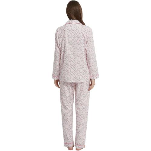 Women's Medium 100% Cotton Pajama Set For Women Long Sleeve Soft Button Pajamas Elastic Drawstring PJs