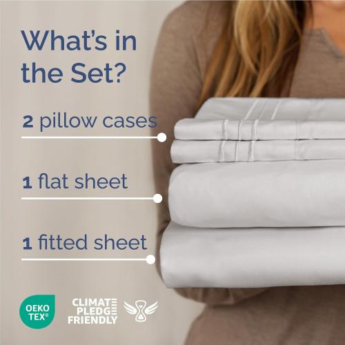 Size Full Size 4 Piece Color Grey Sheet Set - Comfy Breathable & Cooling Bed Sheets Set - Hotel Luxury Bedding for Women, Men, Kids, Teens, Boys & Girls - Deep Pockets, Soft and Wrinkle Free - Oeko-Tex - French Grey