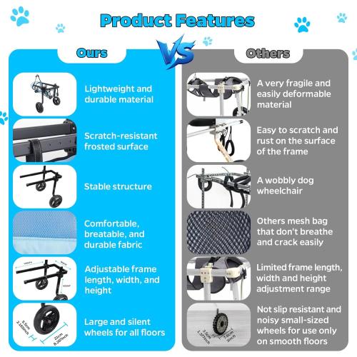Dog Wheelchair for Back Legs, Dog Wheelchair Cart, Doggy/cat Wheelchairs with Disabled Hind Legs Walking, Mobility Aids for Medium Large Pets Hind Limbs,Dogs Cart with Wheels,Light Weight,L