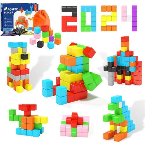 40pcs Magnetic Blocks for Toddler Toys, Magnetic Cubes Building Blocks Classroom Must Haves, STEM Preschool Sensory Magnet Toys for 3 4 5 6 Year Old Boys and Girls