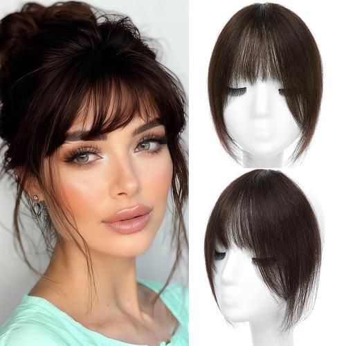 Clip in Bangs Real Human Hair French Bangs with Temples