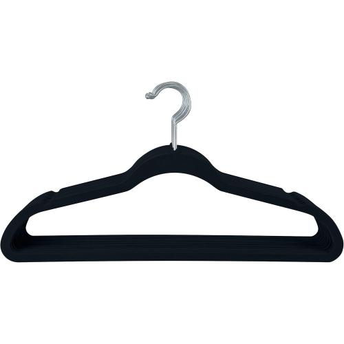 Simplify 10 Super Slim Velvet Huggable Hangers in Black