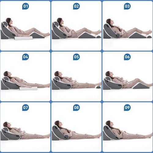 Wedge Pillow Set for After Surgery, 5 PCS Bed Wedge Pillow for Sleeping, Memory Foam Orthopedic Back Adjustable Pillow for Pain Relief and Acid Reflux with 2 PCS Axilla Pillow Grey
