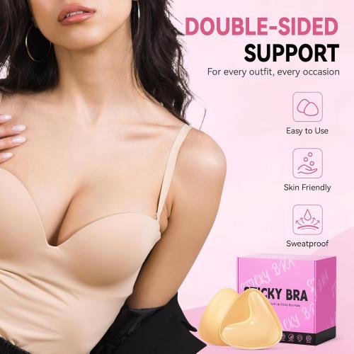 Mearter Ultra Push up Sticky Bra Pads Inserts | Double Sided Adhesive Bra Inserts | Stick on Bra for Sports Bra Swimsuit (Large, Beige)