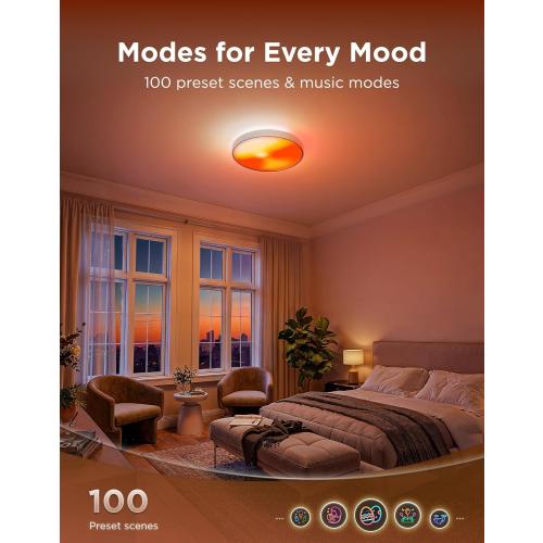 Govee Ceiling Light Ultra 21 Inch, 5000LM Smart Flush Mount Ceiling Light Fixture, Compatible with Matter & Alexa, RGBIC & Tunable White 2700K-6500K, DIY Ceiling Canvas for Living Room Bedroom