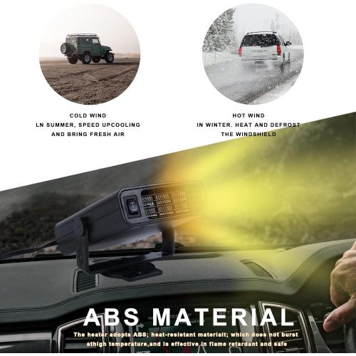 Car Heater-Cigarette Lighter Heater,12V Portable Heater for Car,Adjustable Electric Heating Fan and Windshield Defogging Defroster